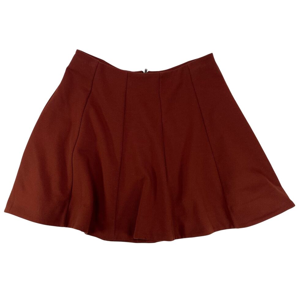 Kimchi Blue Rust Orange A-Line Mini Skirt Seamed Flare Women's Size M